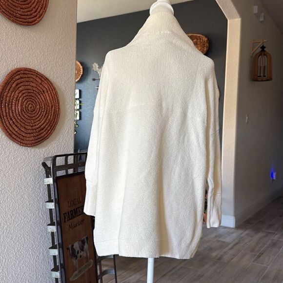 NWOT Free People Ottoman Slouchy Tunic Sweater Ivory Cream Ribbed Long Sleeves - Picture 11 of 14